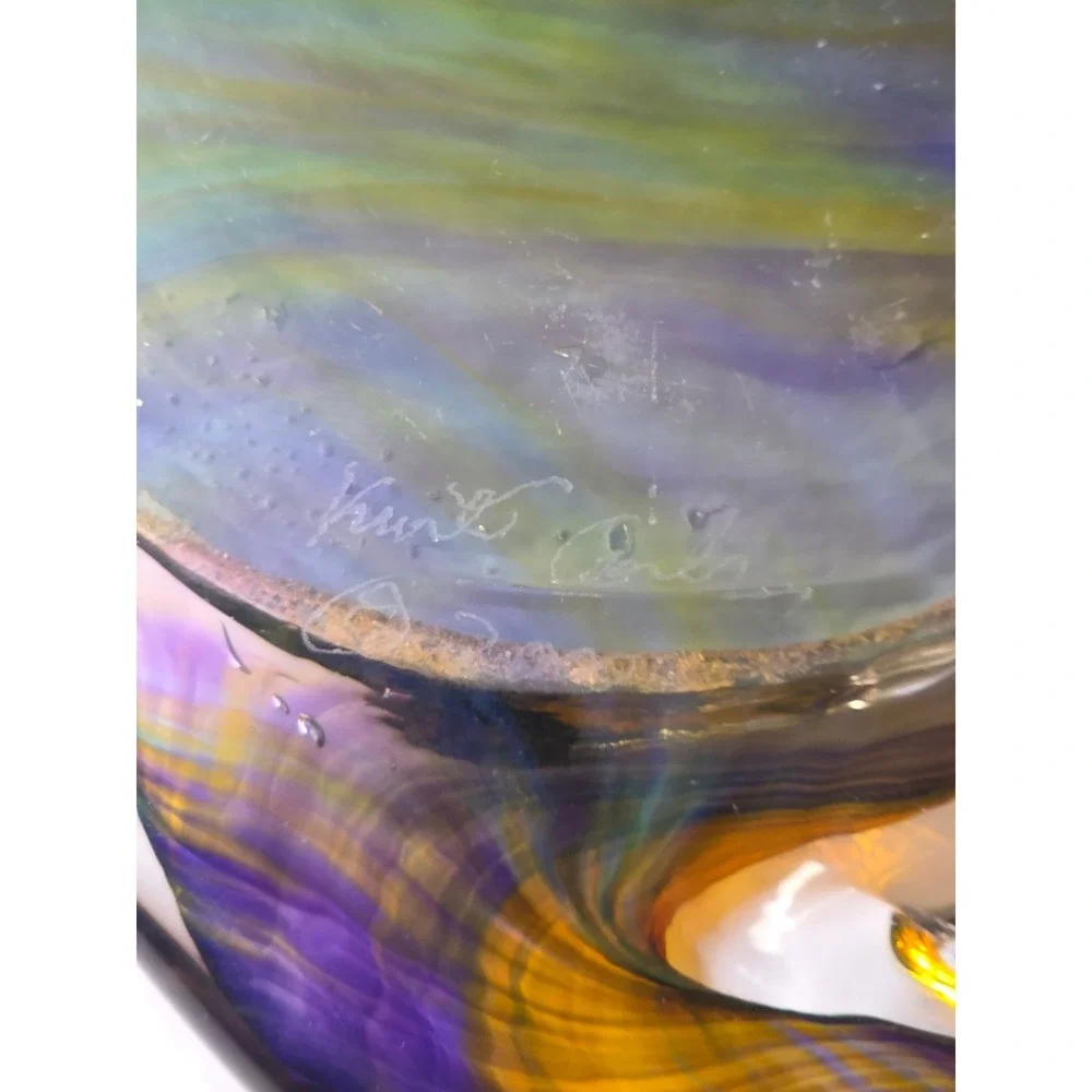 Kurt Carlson Art Glass‎ Magic Mirror Signed 2000 Carlson Glassworks Purple